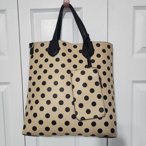 Polka Dot Tote Bag with Black Accents
